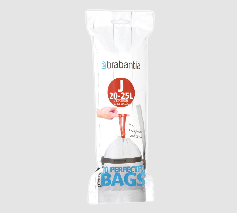 BRABANTIA Bagsy J 25 l 20 szt. białe - worki na śmieci plastikowe z taśmą
