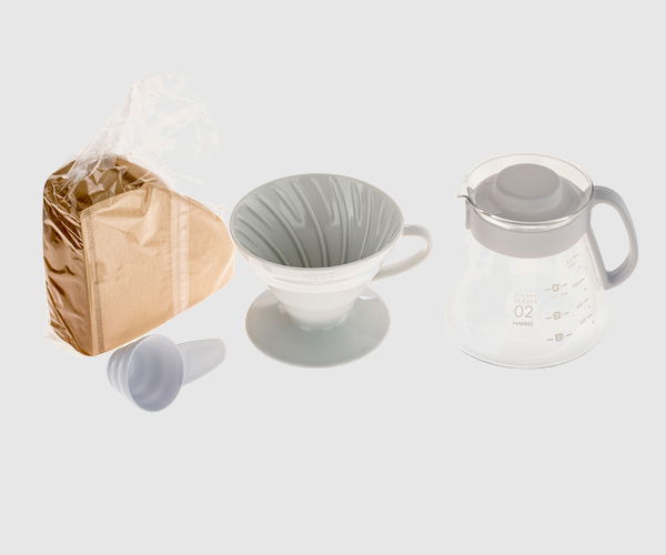 HARIO V60 Dripper & Pot Whit biały - dripper z akcesoriami HARIO V60 Dripper & Pot Whit biały - dripper z akcesoriami