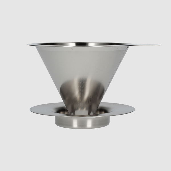 nullHARIO DRIP V60-01 - dripper do kawy ze stali nierdzewnej z podstawką nullHARIO DRIP V60-01 - dripper do kawy ze stali nierdzewnej z podstawką