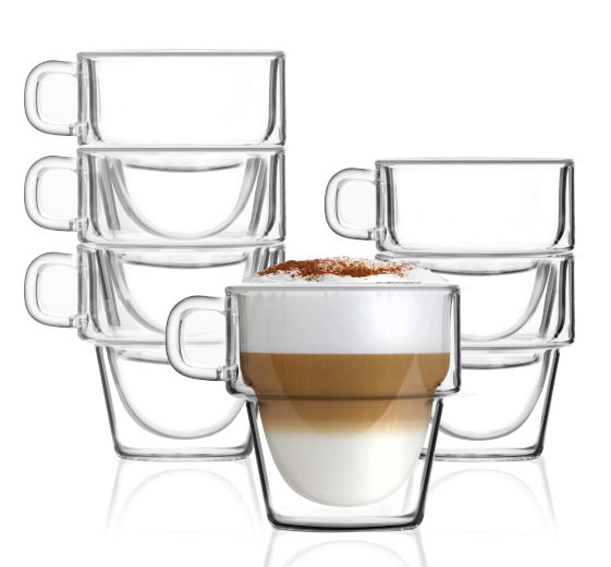 VIALLI DESIGN Senso 280 ml 6 szt. - szklanki do kawy i herbaty termiczne z podwójnymi ściankami szklane VIALLI DESIGN Senso 280 ml 6 szt. - szklanki do kawy i herbaty termiczne z podwójnymi ściankami szklane