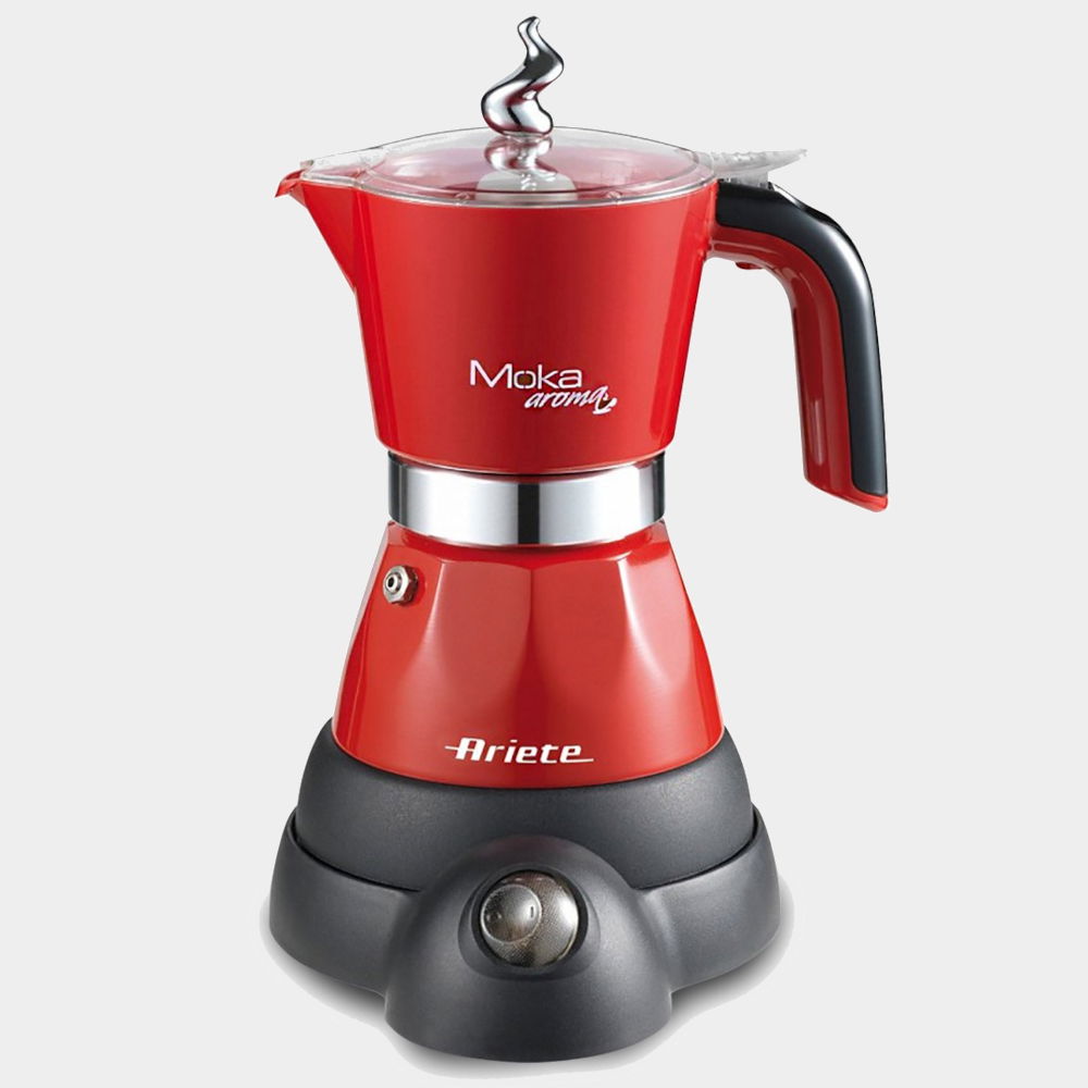 ARIETE Mokina na 4/2 filiżanki espresso (4/2 tz) czerwona - kawiarka elektryczna aluminiowa ciśnieniowa