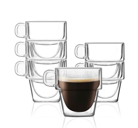 VIALLI DESIGN Senso 150 ml 6 szt. - szklanki do espresso termiczne z podwójnymi ściankami szklane VIALLI DESIGN Senso 150 ml 6 szt. - szklanki do espresso termiczne z podwójnymi ściankami szklane