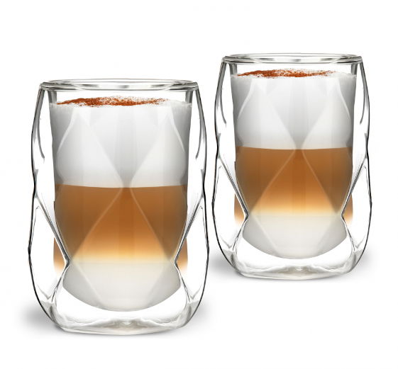 VIALLI DESIGN Geo 250 ml 2 szt. - szklanki do kawy i herbaty szklane z podwójnymi ściankami VIALLI DESIGN Geo 250 ml 2 szt. - szklanki do kawy i herbaty szklane z podwójnymi ściankami