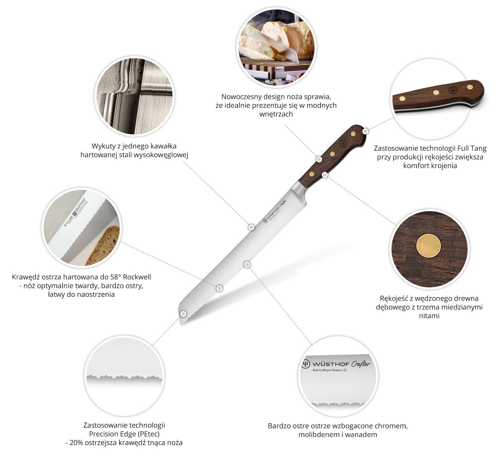 WUSTHOF Crafter 23 cm - nóż do chleba ze stali nierdzewnej WUSTHOF Crafter 23 cm - nóż do chleba ze stali nierdzewnej