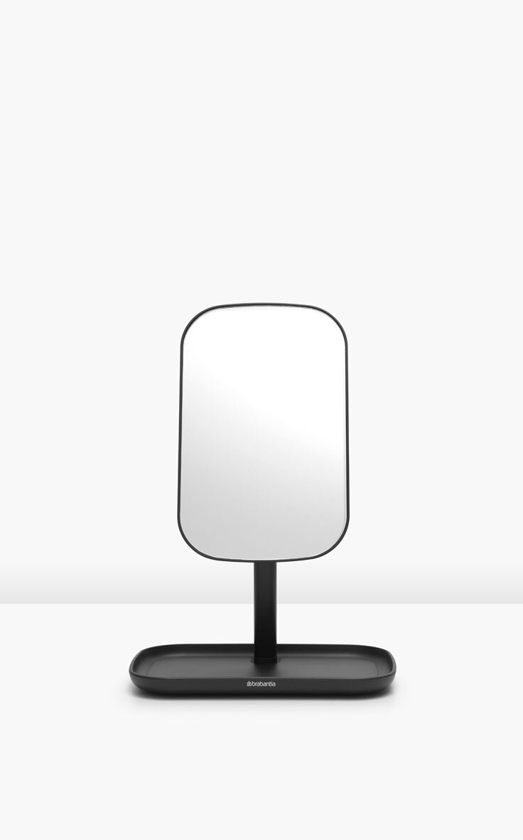 BRABANTIA ReNew 12,5 cm czarne - lustro kosmetyczne z tacką do przechowywania drobiazgów BRABANTIA ReNew 12,5 cm czarne - lustro kosmetyczne z tacką do przechowywania drobiazgów