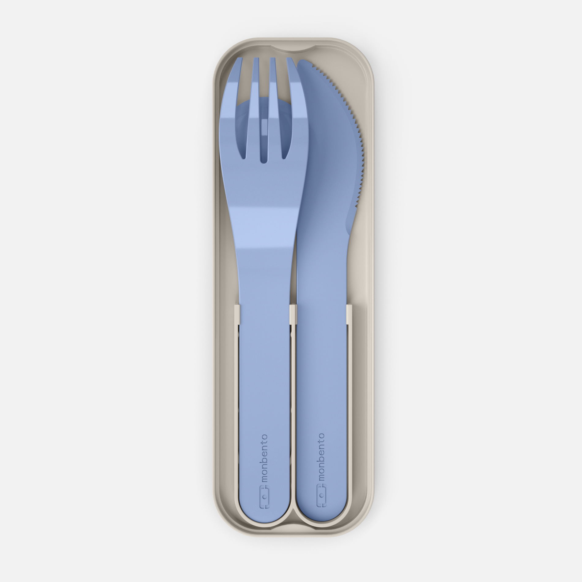 MONBENTO Pocket Color Blue Infinity 4 szt. niebieski - komplet sztućców podróżnych na 1 osobę plastikowy
