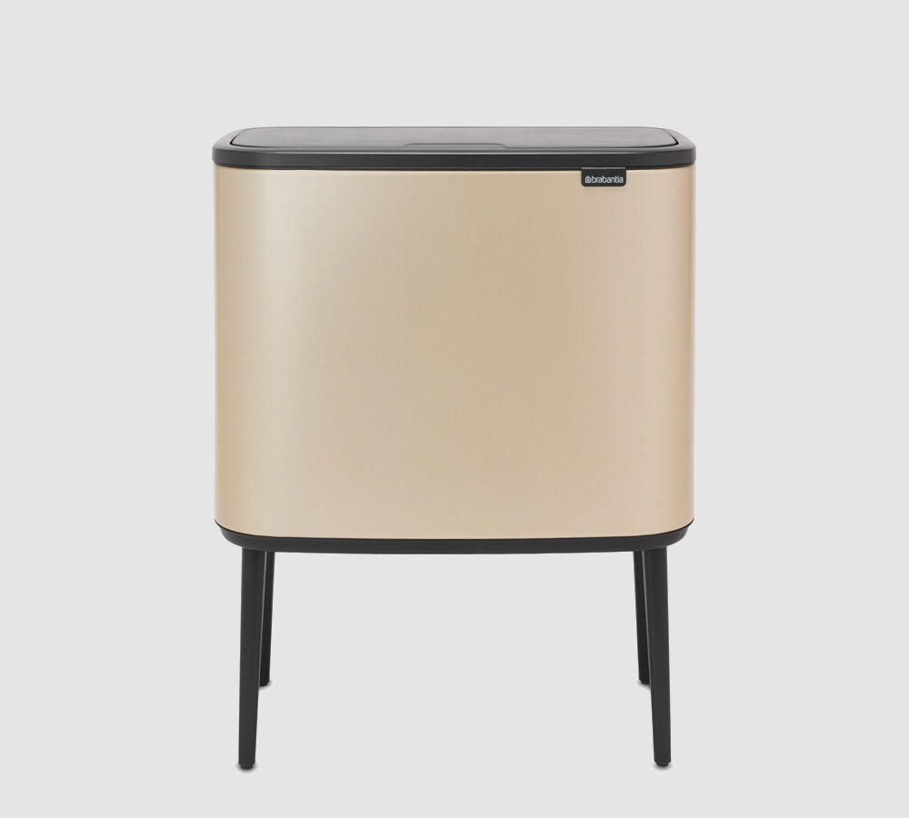 BRABANTIA Touch Bin Bo 3 x 11 l ciemnobeżowy - kosz do segregacji śmieci stalowy trzykomorowy BRABANTIA Touch Bin Bo 3 x 11 l ciemnobeżowy - kosz do segregacji śmieci stalowy trzykomorowy