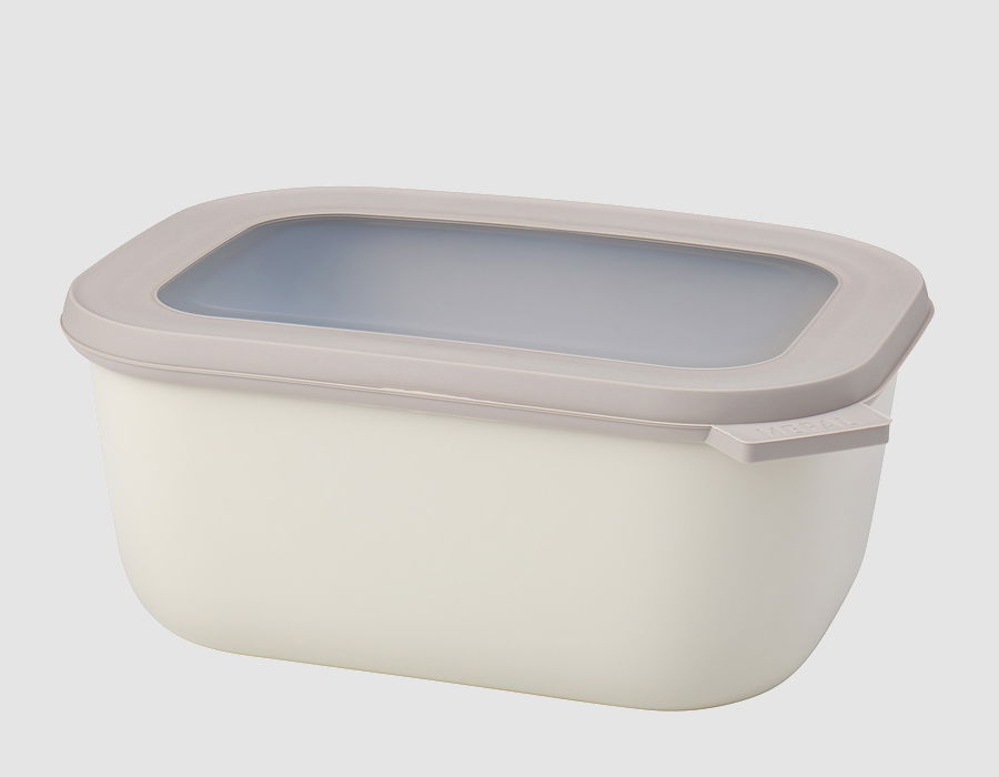 MEPAL Cirqula Oblong Nordic White 1,5 l popielata - miska kuchenna plastikowa z pokrywką