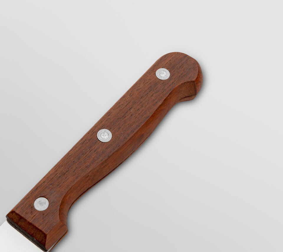Ergonomiczna, nitowana rękojeść noża szefa kuchni Florina Wood Ergonomiczna, nitowana rękojeść noża szefa kuchni Florina Wood