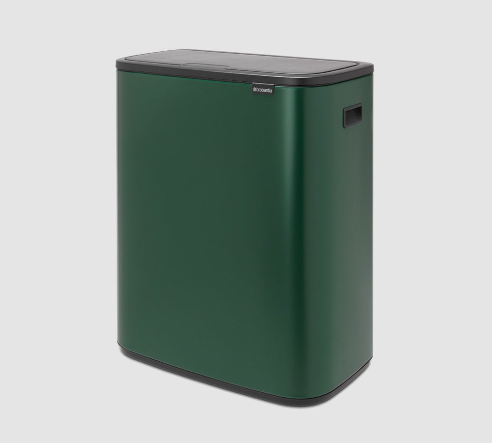 BRABANTIA Touch Bin Bo 2 x 30 l ciemnozielony - kosz do segregacji śmieci ze stali nierdzewnej dwukomorowy BRABANTIA Touch Bin Bo 2 x 30 l ciemnozielony - kosz do segregacji śmieci ze stali nierdzewnej dwukomorowy