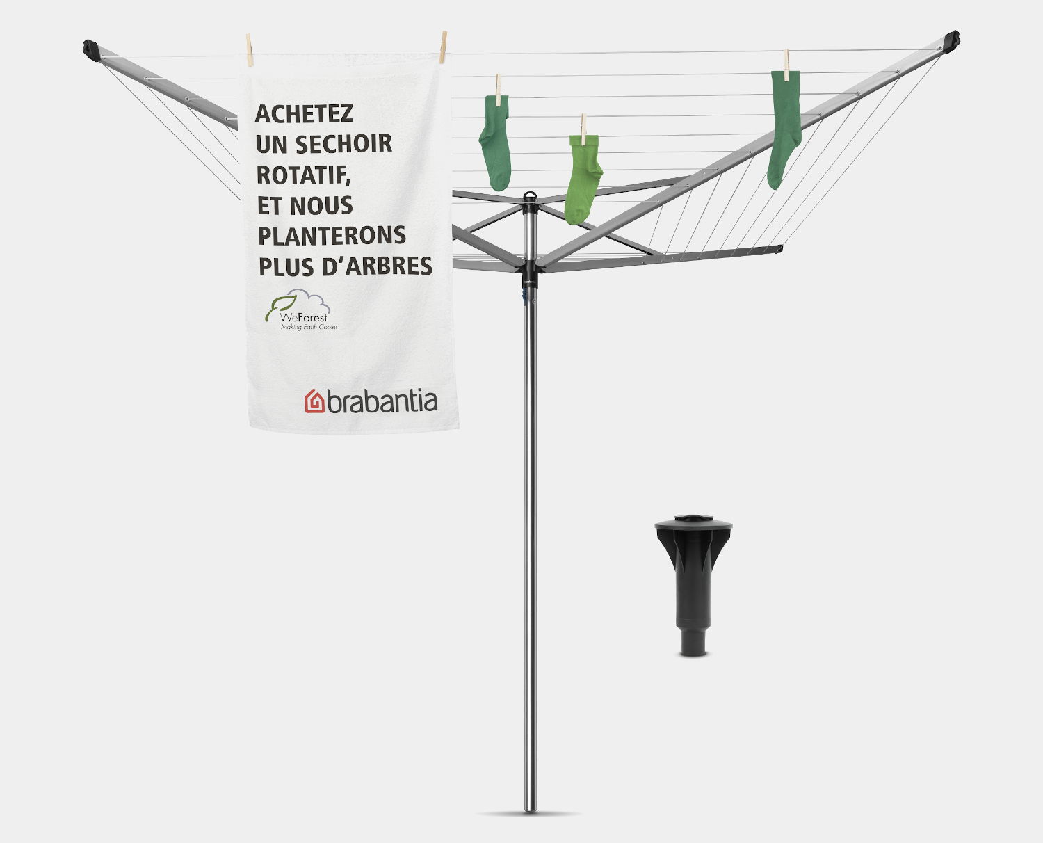 BRABANTIA Topspinner 50 mb szara - suszarka na pranie ogrodowa stalowa