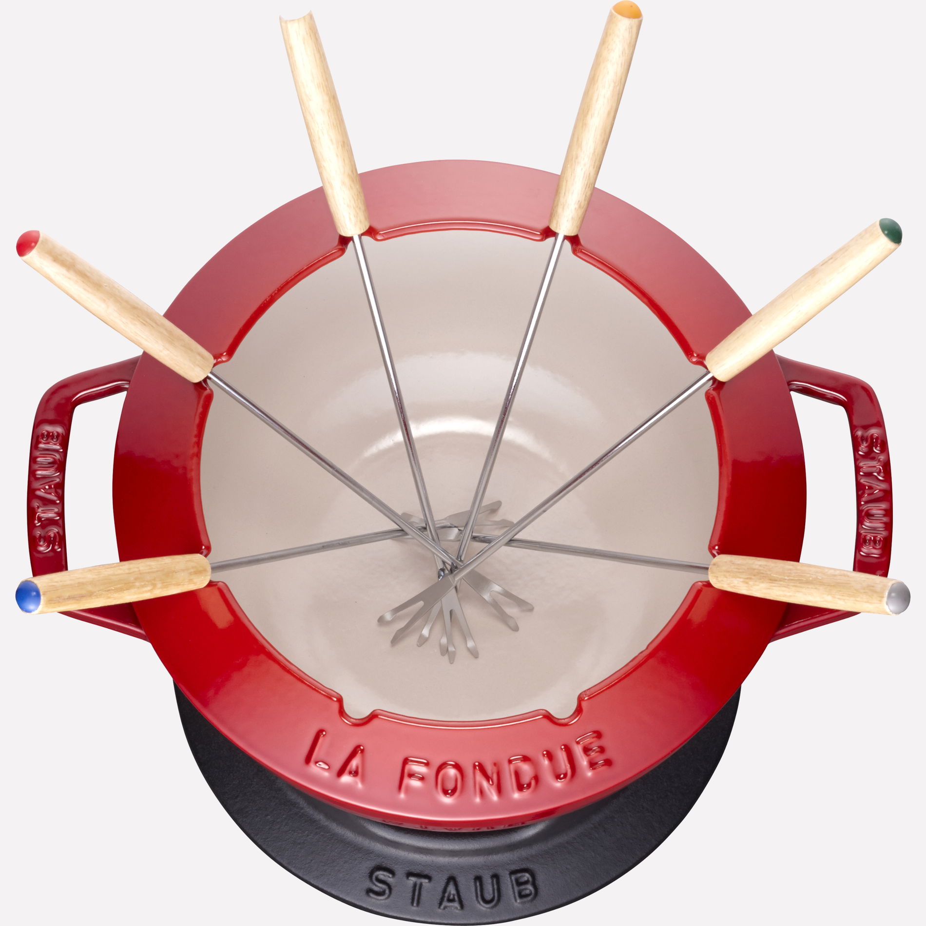 Żeliwny korpus pokryty emalią - zestaw fondue Staub Żeliwny korpus pokryty emalią - zestaw fondue Staub